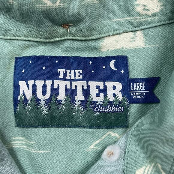 The Nutter Shirt Mens Large Green Chubbies Hawaiian Beach Casual Button - Picture 7 of 14